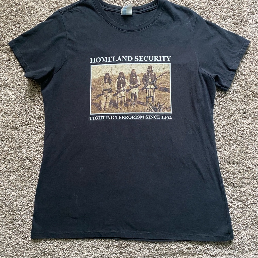 “Homeland Security” Indigenous People Black Graphic T-Shirt